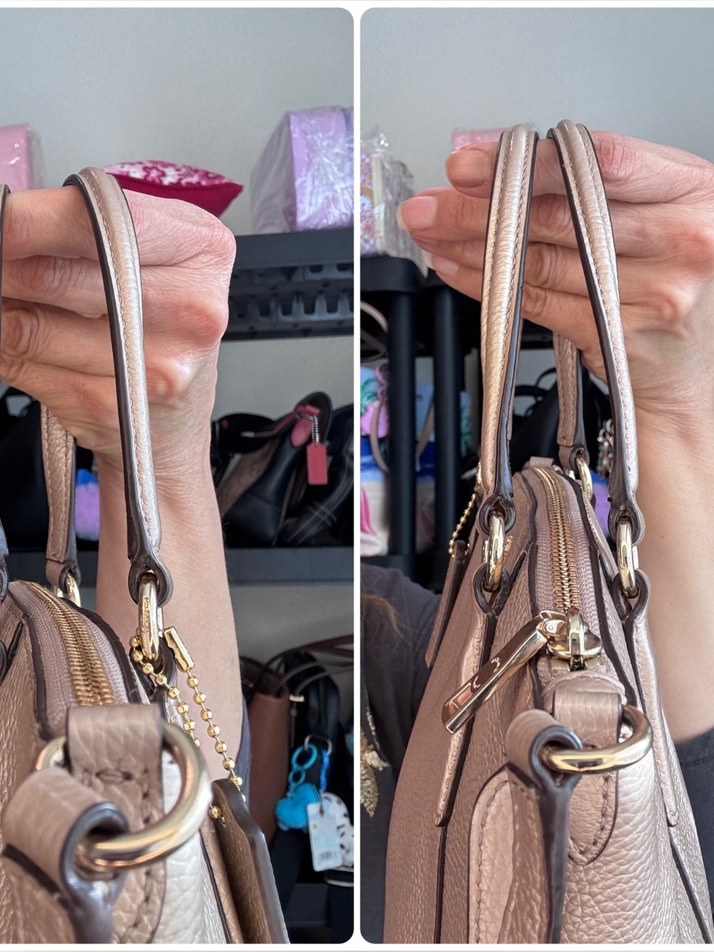 Coach Mini Kelsey Metallic leather EUC - Picture 14 of 17